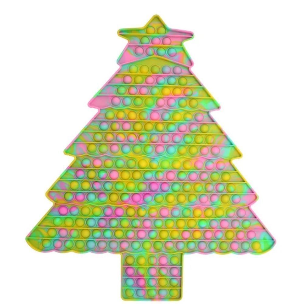 Kids Jumbo XL Giant Christmas Tree Multicolor Pop it Fidget Toy Popper 19.5” NEW